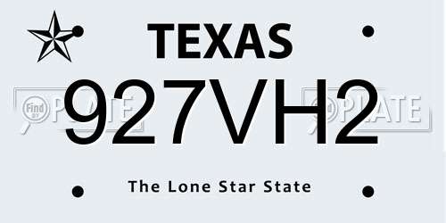 927VH2 Texas License Plate
