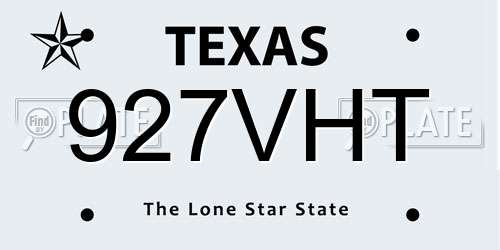 927VHT Texas License Plate