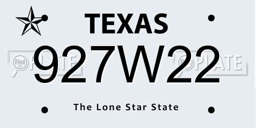 927W22 Texas License Plate