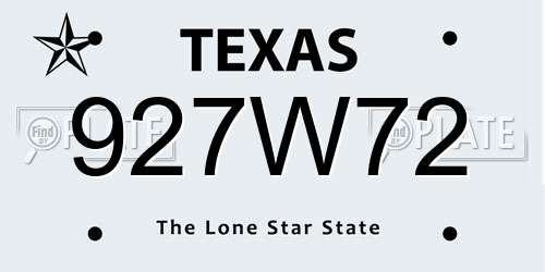 927W72 Texas License Plate