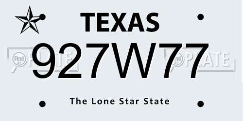 927W77 Texas License Plate