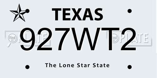 927WT2 Texas License Plate