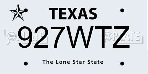 927WTZ Texas License Plate