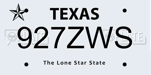 927ZWS Texas License Plate
