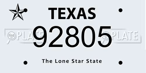92805 Texas License Plate