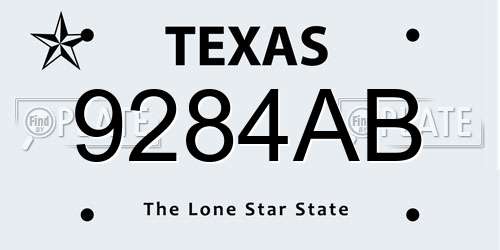 9284AB Texas License Plate