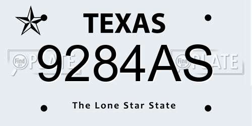 9284AS Texas License Plate