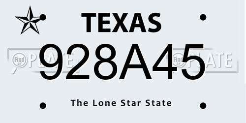928A45 Texas License Plate