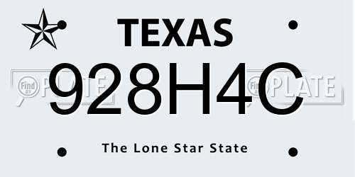 928H4C Texas License Plate