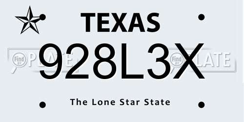 928L3X Texas License Plate