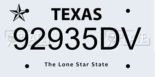 92935DV Texas License Plate