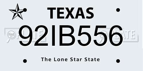 92IB556 Texas License Plate