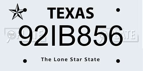 92IB856 Texas License Plate