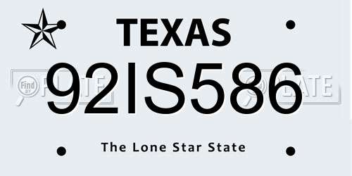 92IS586 Texas License Plate