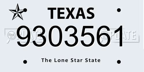 9303561 Texas License Plate