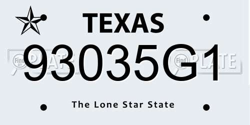 93035G1 Texas License Plate