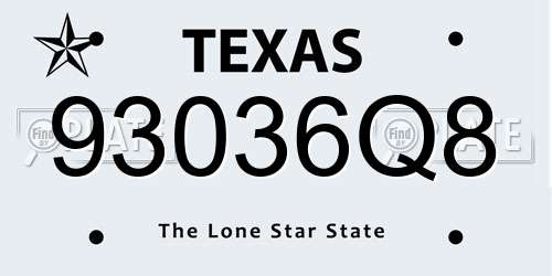 93036Q8 Texas License Plate