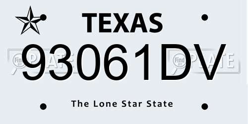 93061DV Texas License Plate