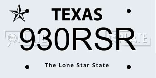 930RSR Texas License Plate