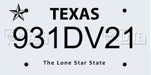 931DV21 Texas License Plate