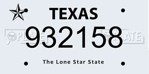 932158 Texas License Plate