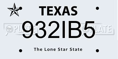 932IB5 Texas License Plate