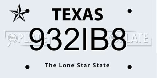 932IB8 Texas License Plate