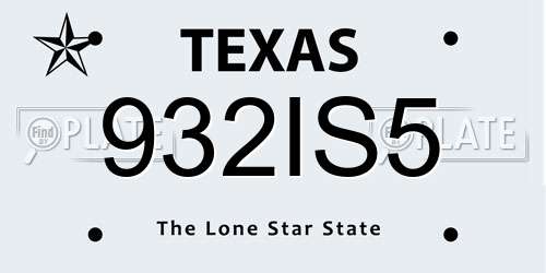 932IS5 Texas License Plate