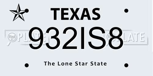 932IS8 Texas License Plate