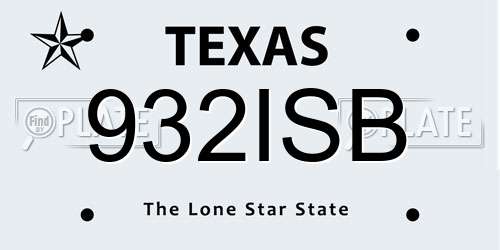 932ISB Texas License Plate
