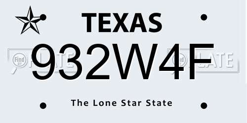 932W4F Texas License Plate
