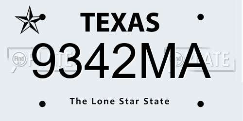 9342MA Texas License Plate