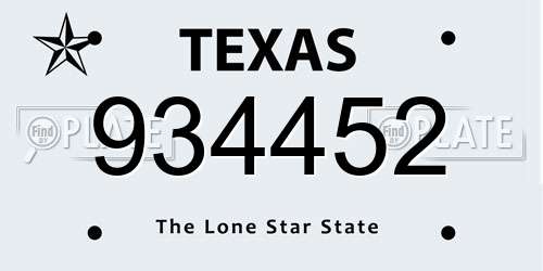 934452 Texas License Plate