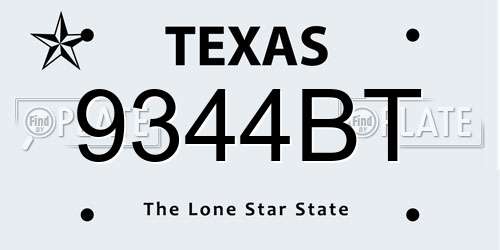 9344BT Texas License Plate