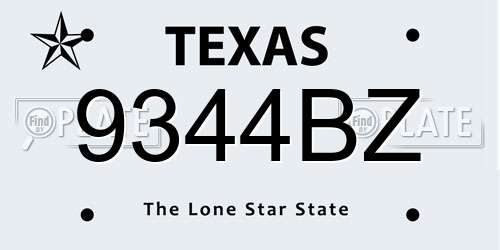 9344BZ Texas License Plate