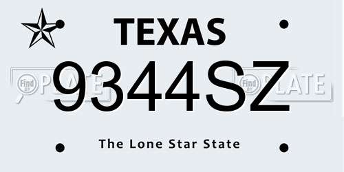 9344SZ Texas License Plate