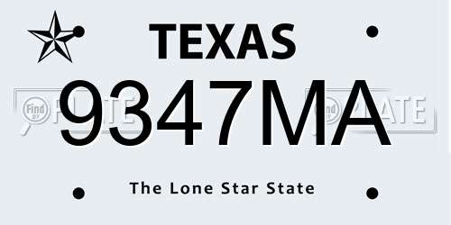 9347MA Texas License Plate