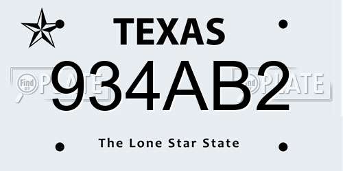 934AB2 Texas License Plate