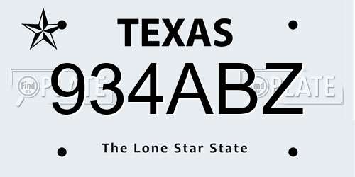 934ABZ Texas License Plate