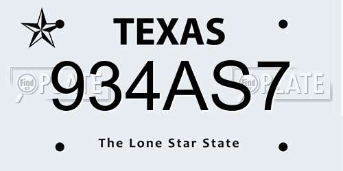 934AS7 Texas License Plate