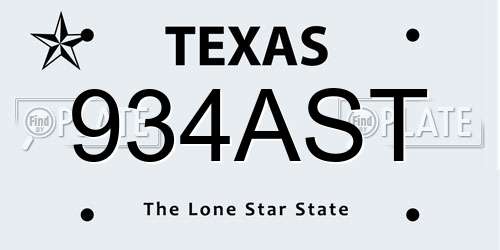 934AST Texas License Plate
