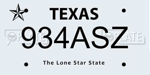 934ASZ Texas License Plate