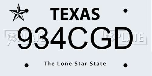 934CGD Texas License Plate
