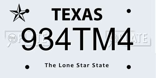 934TM4 Texas License Plate