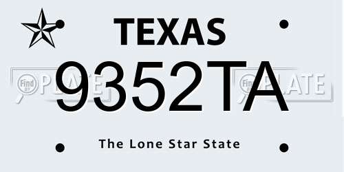 9352TA Texas License Plate