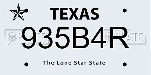 935B4R Texas License Plate