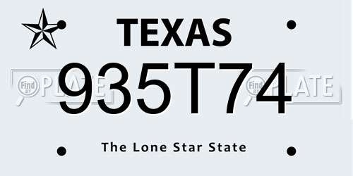 935T74 Texas License Plate