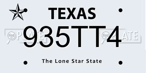 935TT4 Texas License Plate