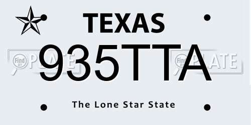 935TTA Texas License Plate