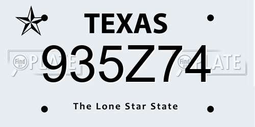 935Z74 Texas License Plate